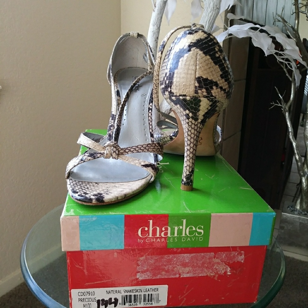 Charles David Snake Skin High Heel Sandal
